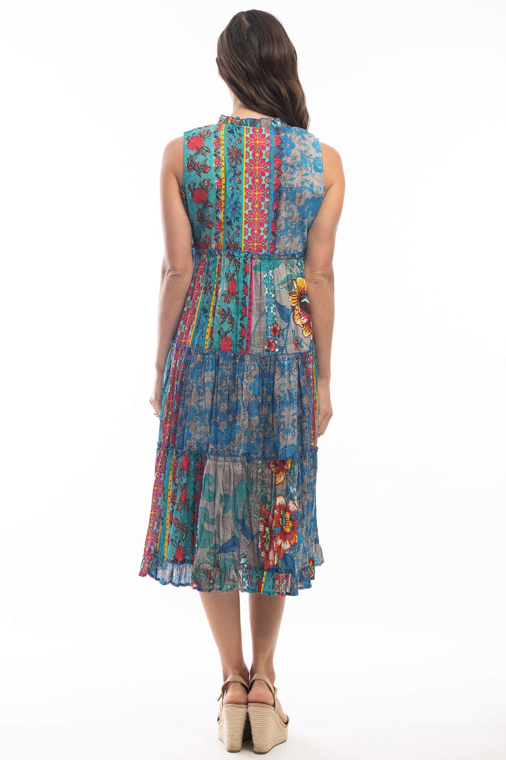 Orientique 6176 Harajuku Blue Print Dress - Shirley Allum Boutique