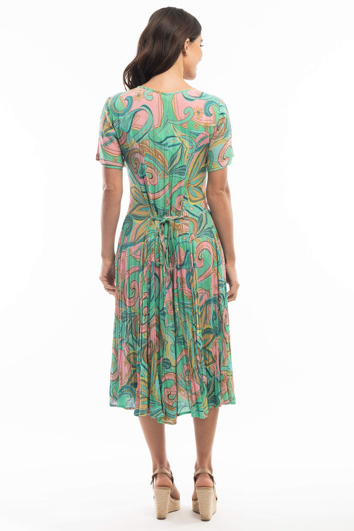 Orientique 8146 Mennagio Green Print Dress - Shirley Allum Boutique