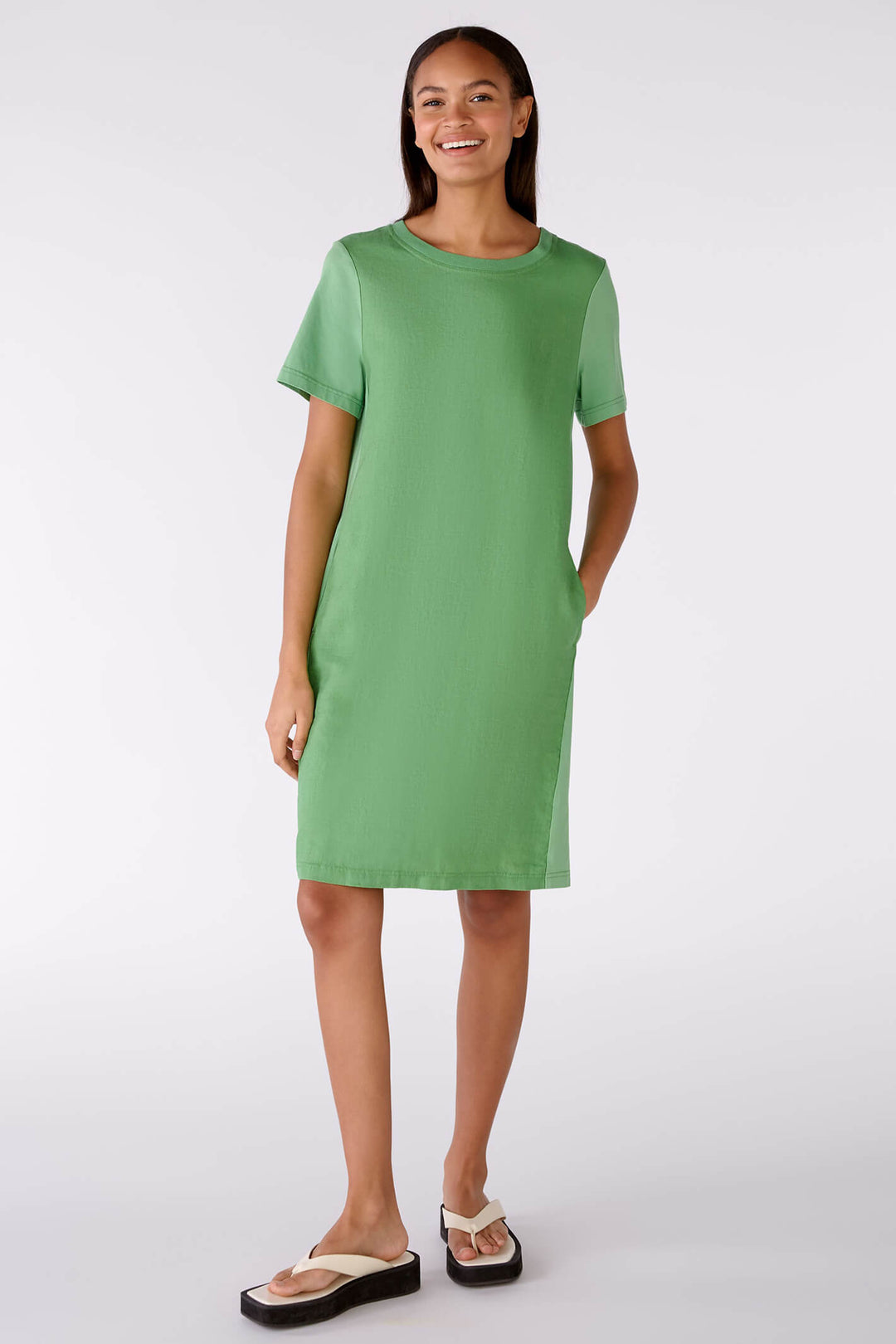 oui linen dress OUI LINEN SLEEVELESS DRESS - BROWN