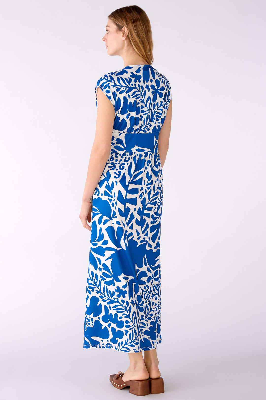 Oui 78549 Blue White Print Knotted Front Maxi Dress - Shirley Allum Boutique