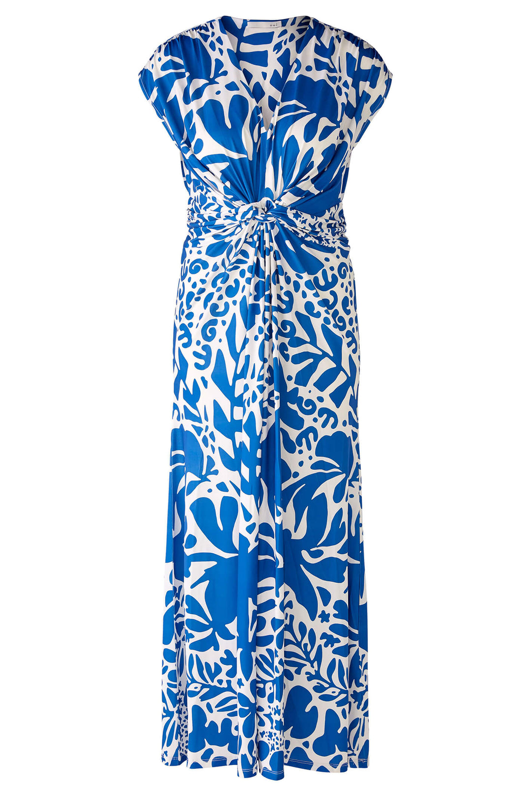 Oui 78549 Blue White Print Knotted Front Maxi Dress - Shirley Allum Boutique