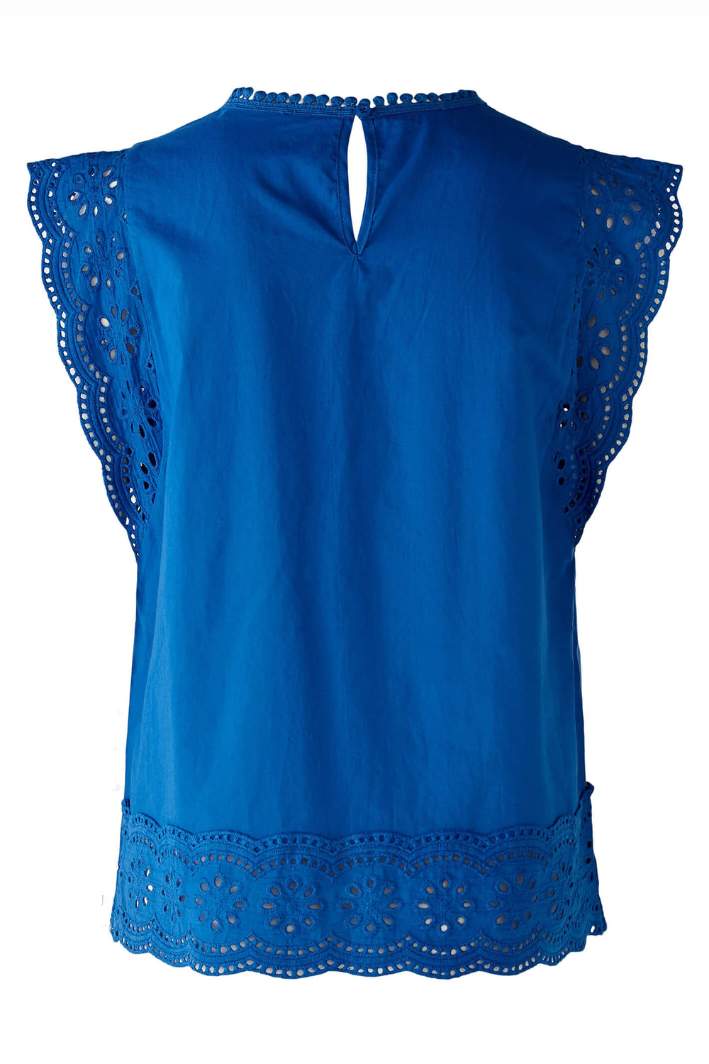 Oui 78595 Blue Lolite Lace Trim Cap Sleeve Top - Shirley Allum Boutique