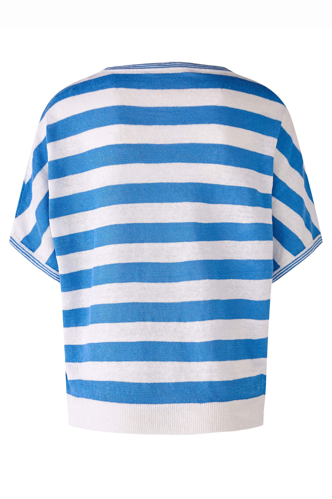 Oui 78611 White Blue Stripe Wide Neck Linen Jumper - Shirley Allum Boutique