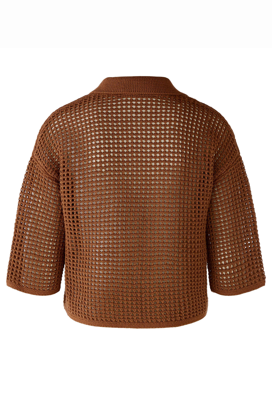 Oui 78626 Toffee Brown Crochet Mesh Cardigan - Shirley Allum Boutique