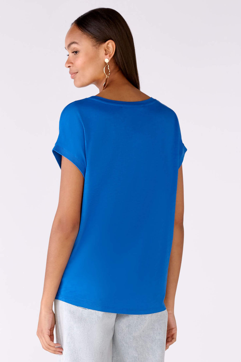 Oui 79015 Blue Lolite Wide Neck Top - Shirley Allum Boutique