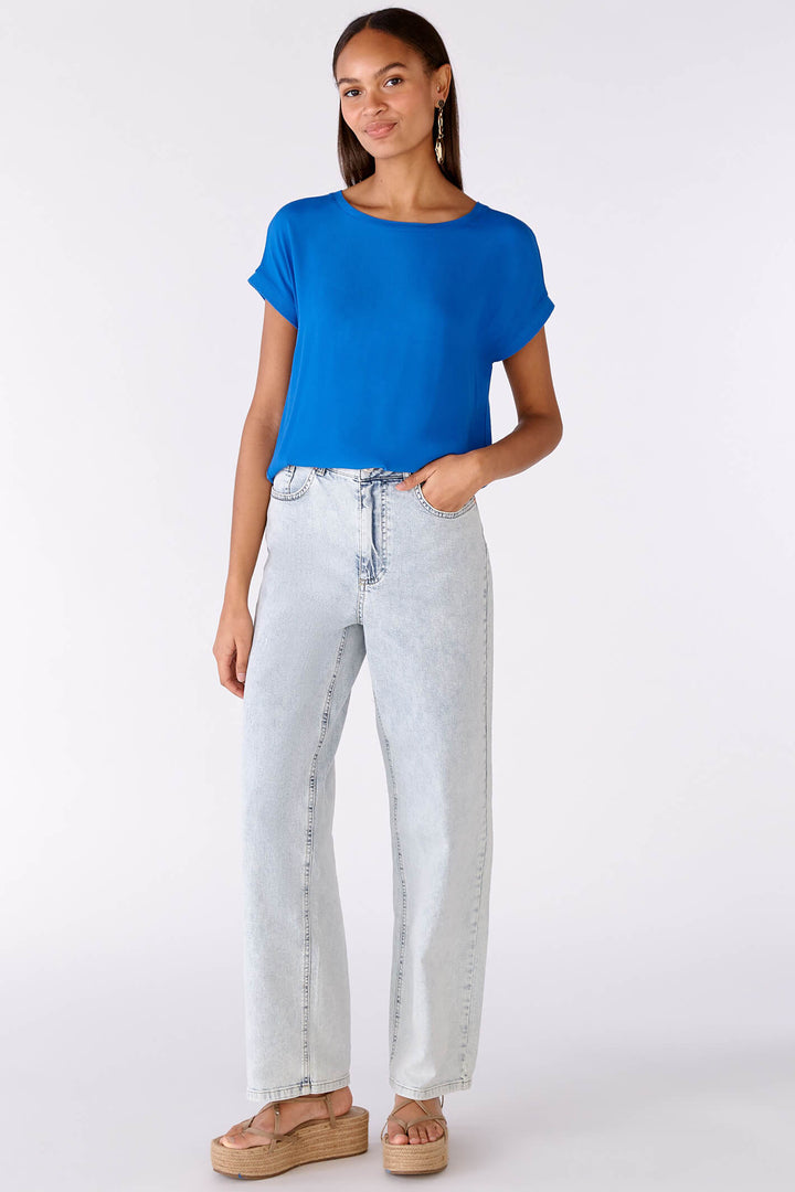 Oui 79015 Blue Lolite Wide Neck Top - Shirley Allum Boutique