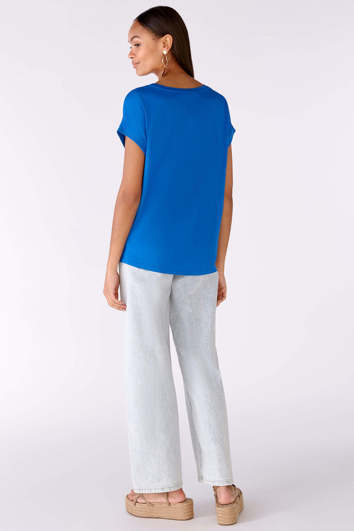 Oui 79015 Blue Lolite Wide Neck Top - Shirley Allum Boutique