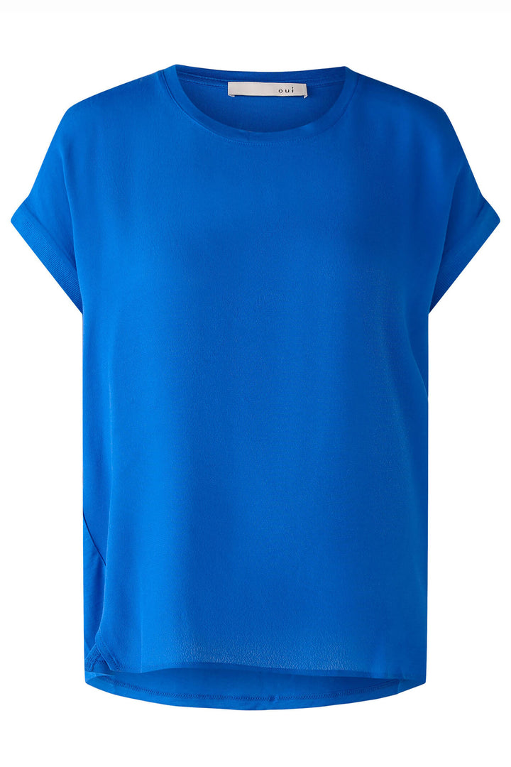 Oui 79015 Blue Lolite Wide Neck Top - Shirley Allum Boutique