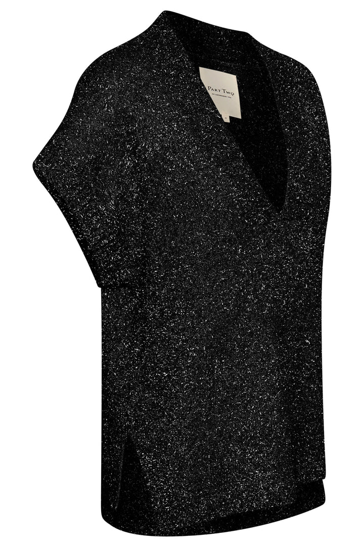 Part Two 30307275 Tanne 194008 Black Sparkle Knit V-Neck Top - Shirley Allum Boutique