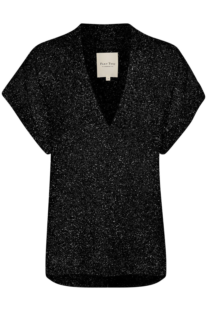 Part Two 30307275 Tanne 194008 Black Sparkle Knit V-Neck Top - Shirley Allum Boutique