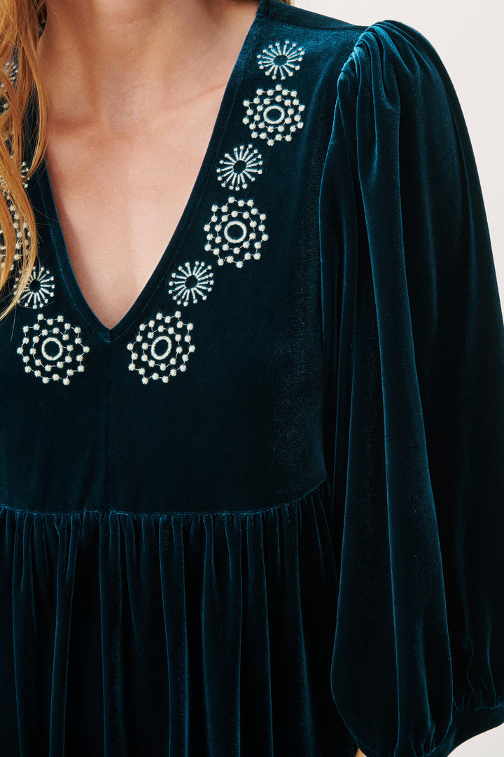 Part Two 30307317 Thit 301659 Teal Blue Moonlit Ocean Velvet Dress - Shirley Allum Boutique