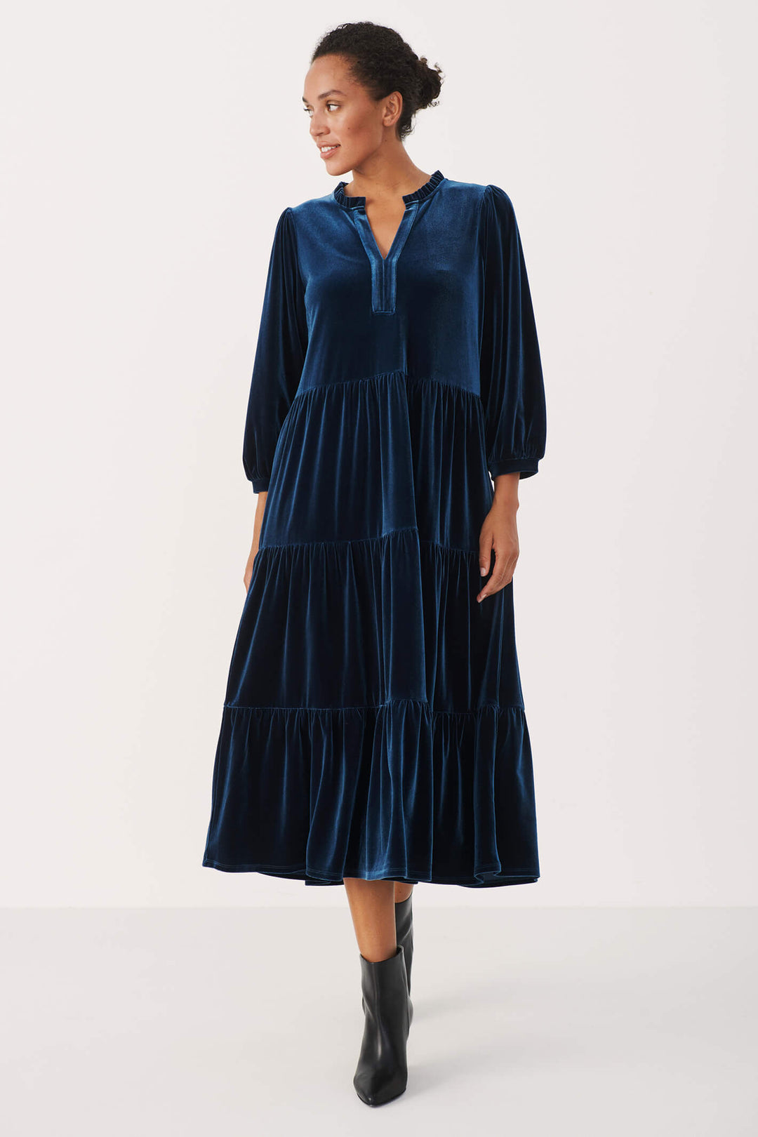 Part Two 30307366 Viggasa Teal Blue 194122 Moonlit Ocean Velvet Dress - Shirley Allum Boutique