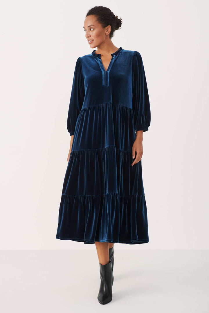 Part Two 30307366 Viggasa Teal Blue 194122 Moonlit Ocean Velvet Dress - Shirley Allum Boutique