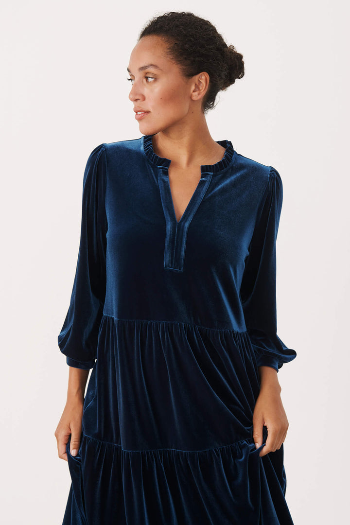 Part Two 30307366 Viggasa Teal Blue 194122 Moonlit Ocean Velvet Dress - Shirley Allum Boutique