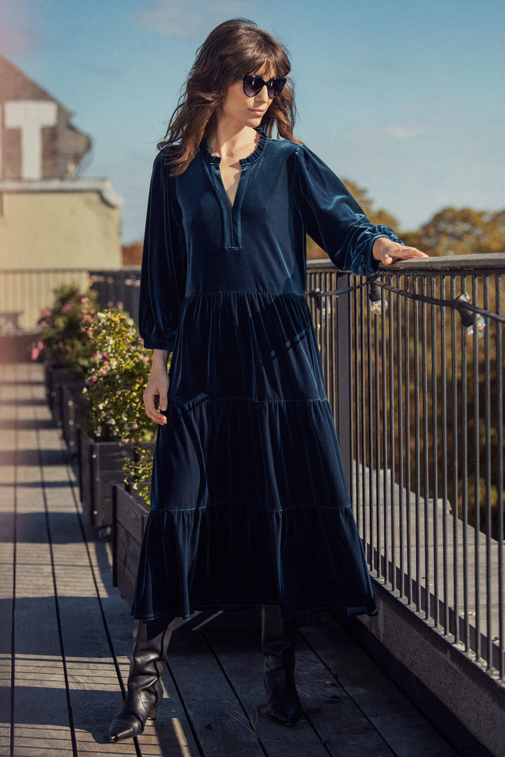 Part Two 30307366 Viggasa Teal Blue 194122 Moonlit Ocean Velvet Dress - Shirley Allum Boutique
