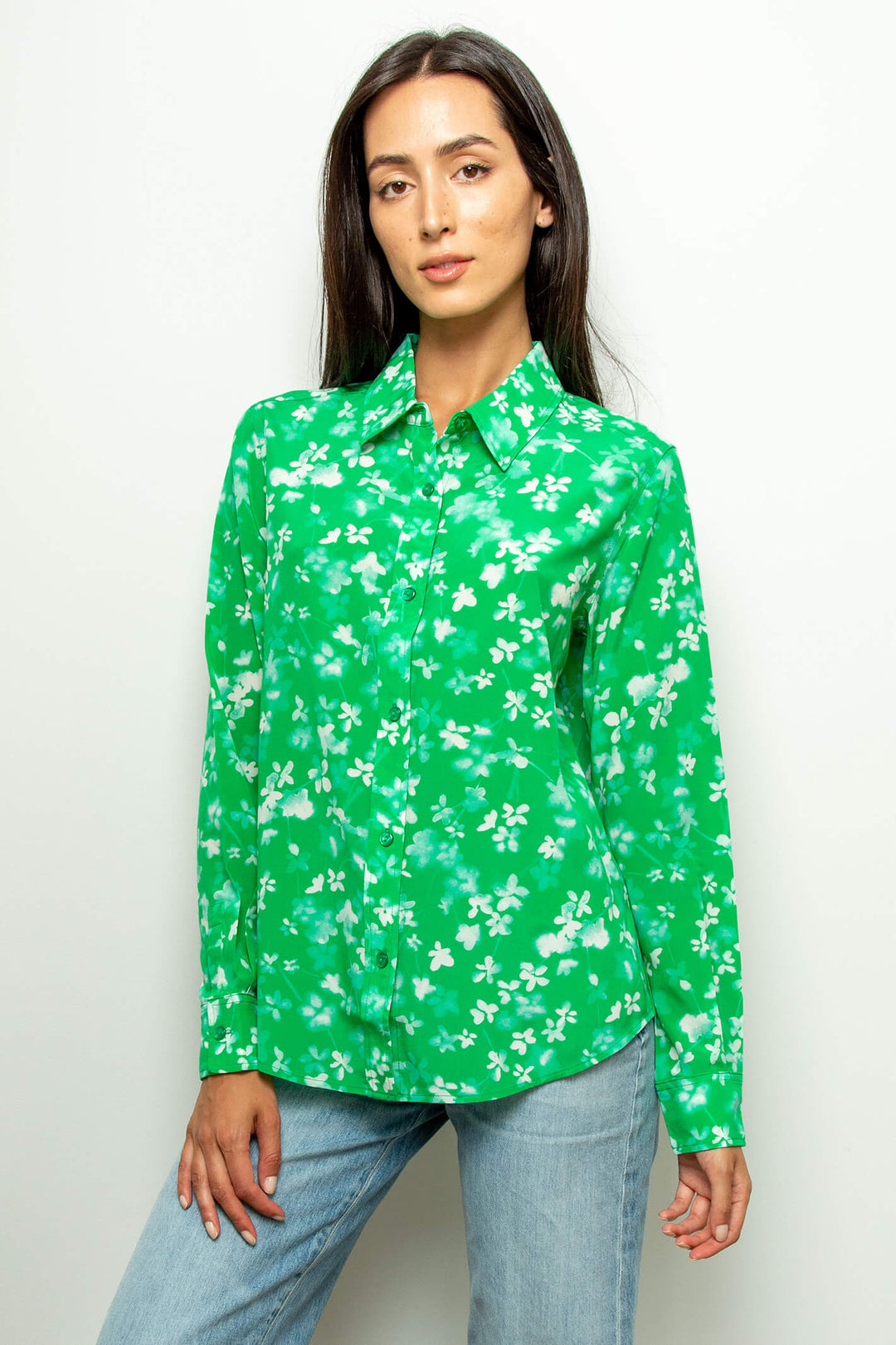 Pimrose Park Gail Green Flower Shadow 02 Shirt - Shirley Allum Boutique