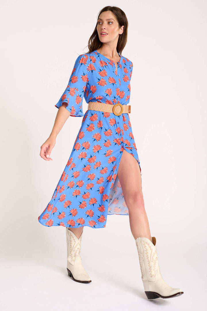 POM Amsterdam SP6836 Stacy Flowers Marina Blue Dress - Shirley Allum Boutique