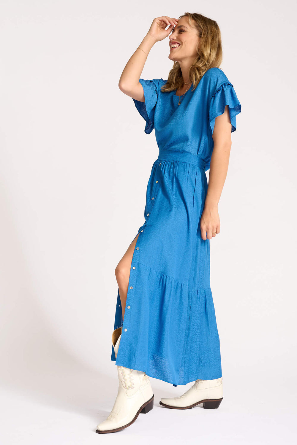 POM Amsterdam SP6849 Tess Mediterranean Blue Skirt - Shirley Allum Boutique