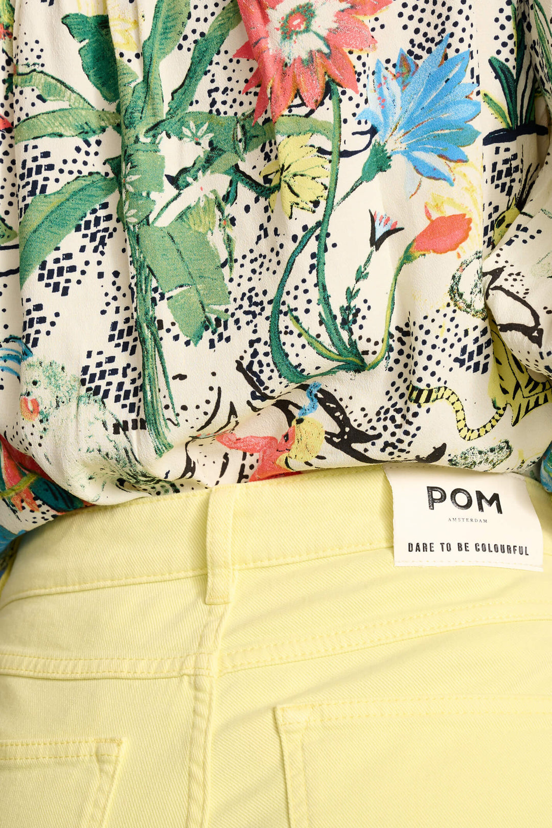 POM Amsterdam SP6859 Elli Denim Luminous Lime Jeans - Shirley Allum Boutique