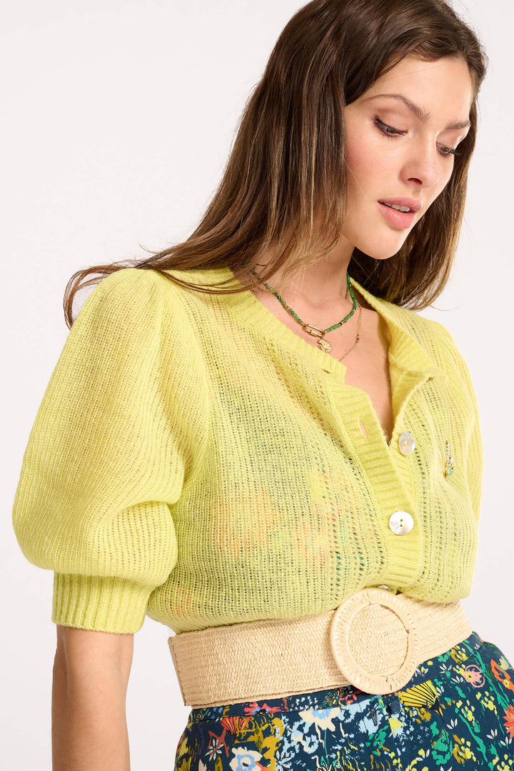 POM Amsterdam SP6869 Maud Luminous Lime Cardigan - Shirley Allum Boutique