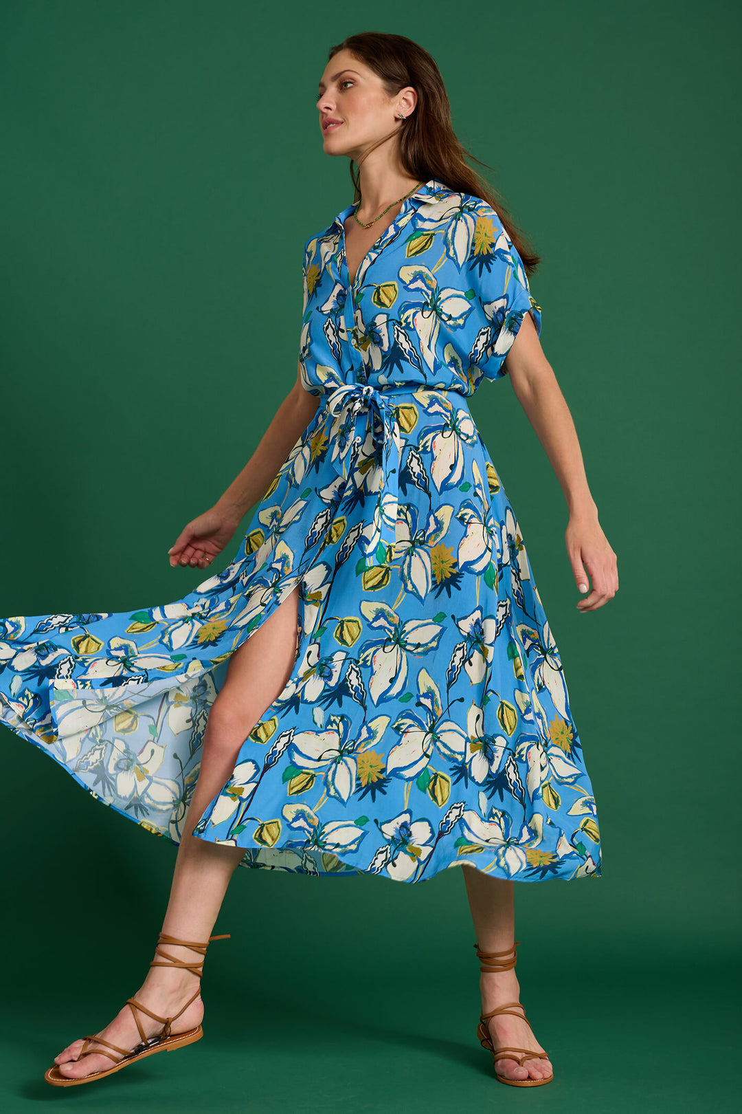 POM Amsterdam SP6896 Lynn Lily Marina Blue Dress - Shirley Allum Boutique