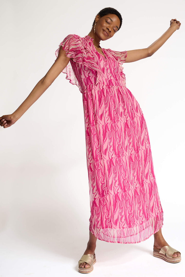 POM Amsterdam SP6897 Marmer Mix Fuchsia Dress - Shirley Allum Boutique
