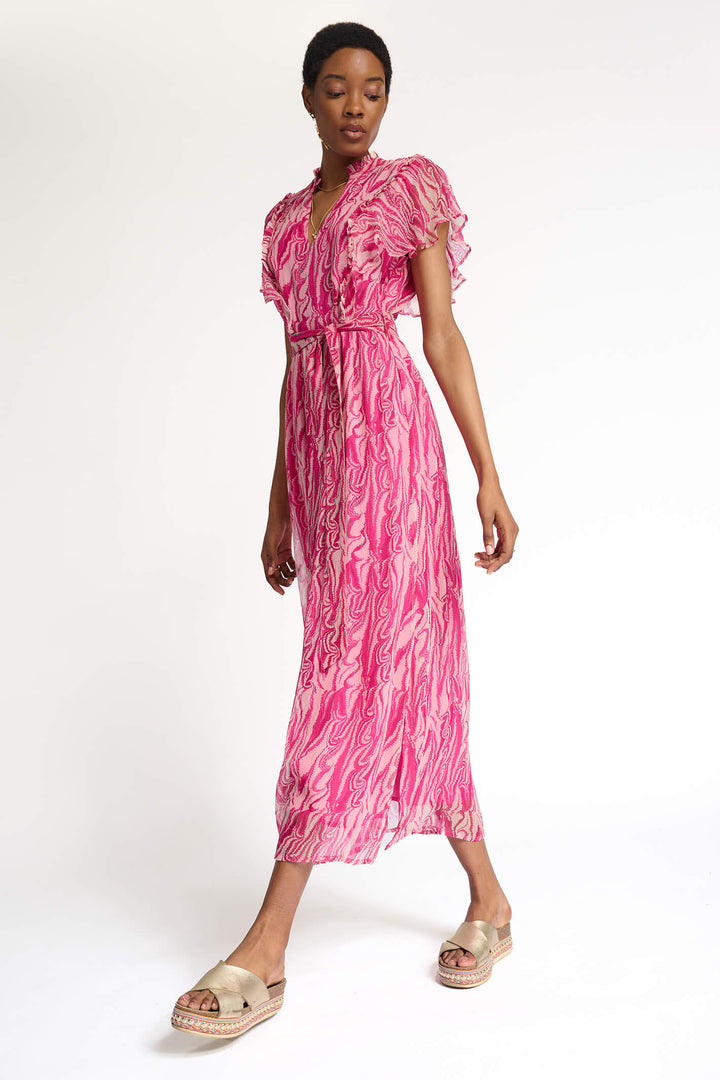 POM Amsterdam SP6897 Marmer Mix Fuchsia Dress - Shirley Allum Boutique