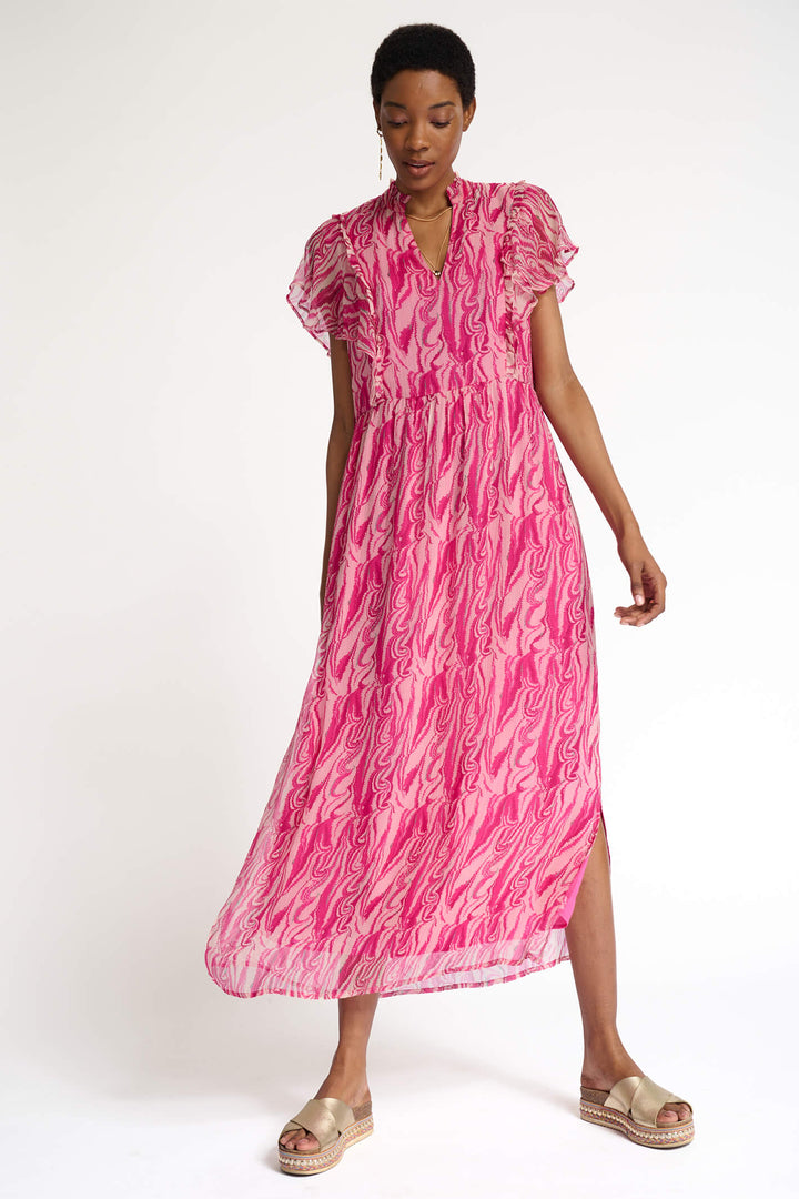 POM Amsterdam SP6897 Marmer Mix Fuchsia Dress - Shirley Allum Boutique