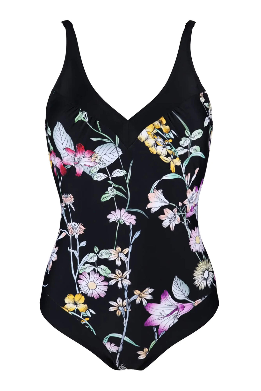 Pour Moi 1496 Black Floral Contour Control Swimsuit - Shirley Allum Boutique