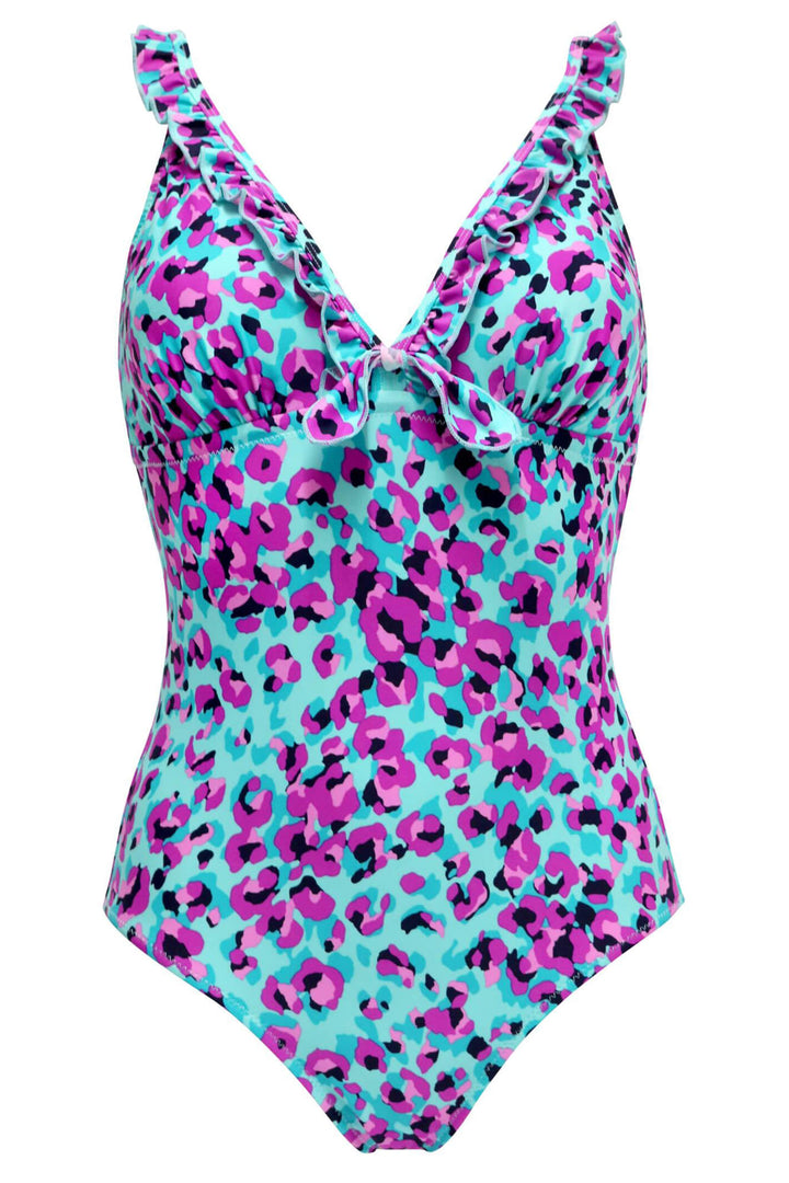 Pour Moi 80011 Getaway Aquaburst Frill Control Swimsuit - Shirley Allum Boutique