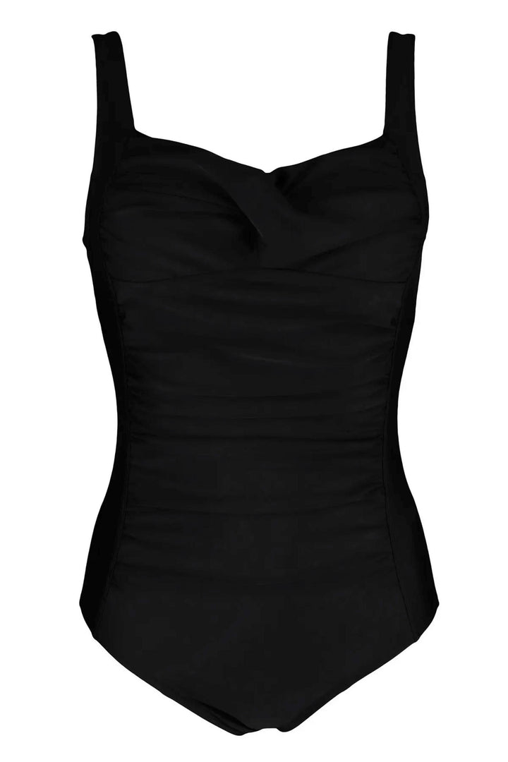 Pour Moi PM1490 Twisted Front Control Black Swimsuit - Shirley Allum Boutique