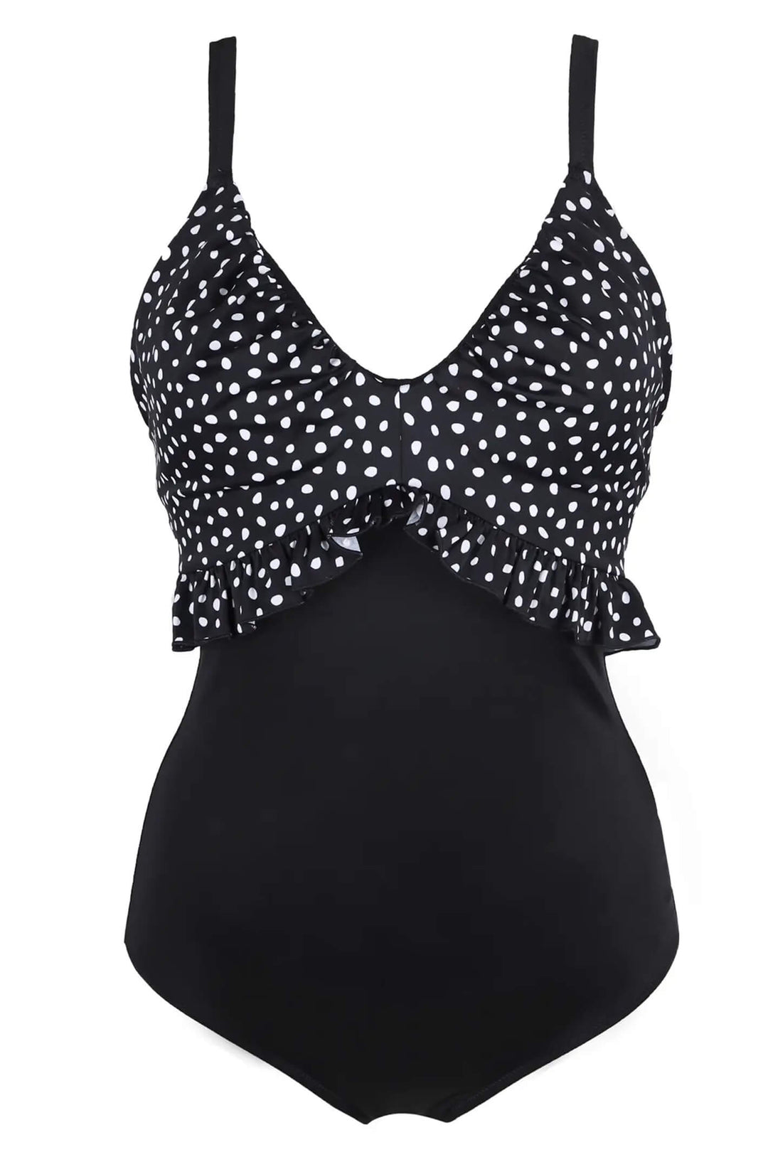 Pour Moi PM3910 Hot Spots Frill Control Black & White Swimsuit - Shirley Allum Boutique