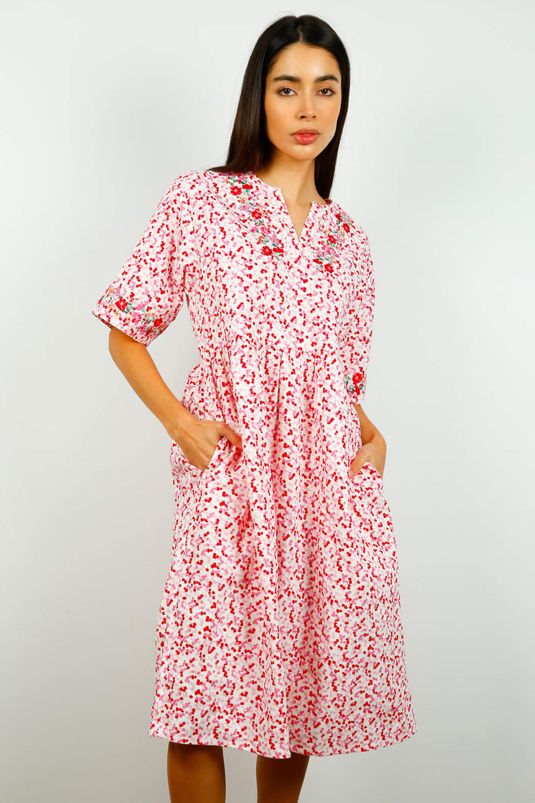 Primrose Park Dora Red Pink Petal 02 Dress - Shirley Allum Boutique