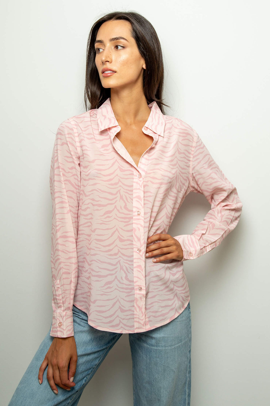 Primrose Park Gail Tiger 01 Pink Silk Shirt