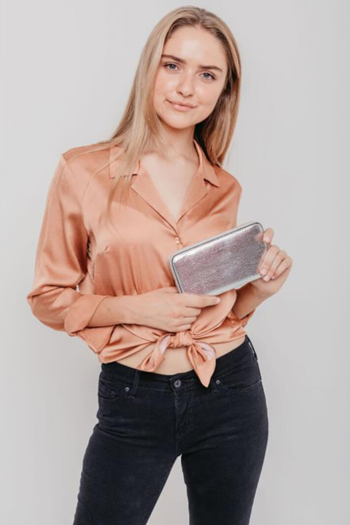 Red Cuckoo 589 Silver Purse - Shirley Allum Boutique