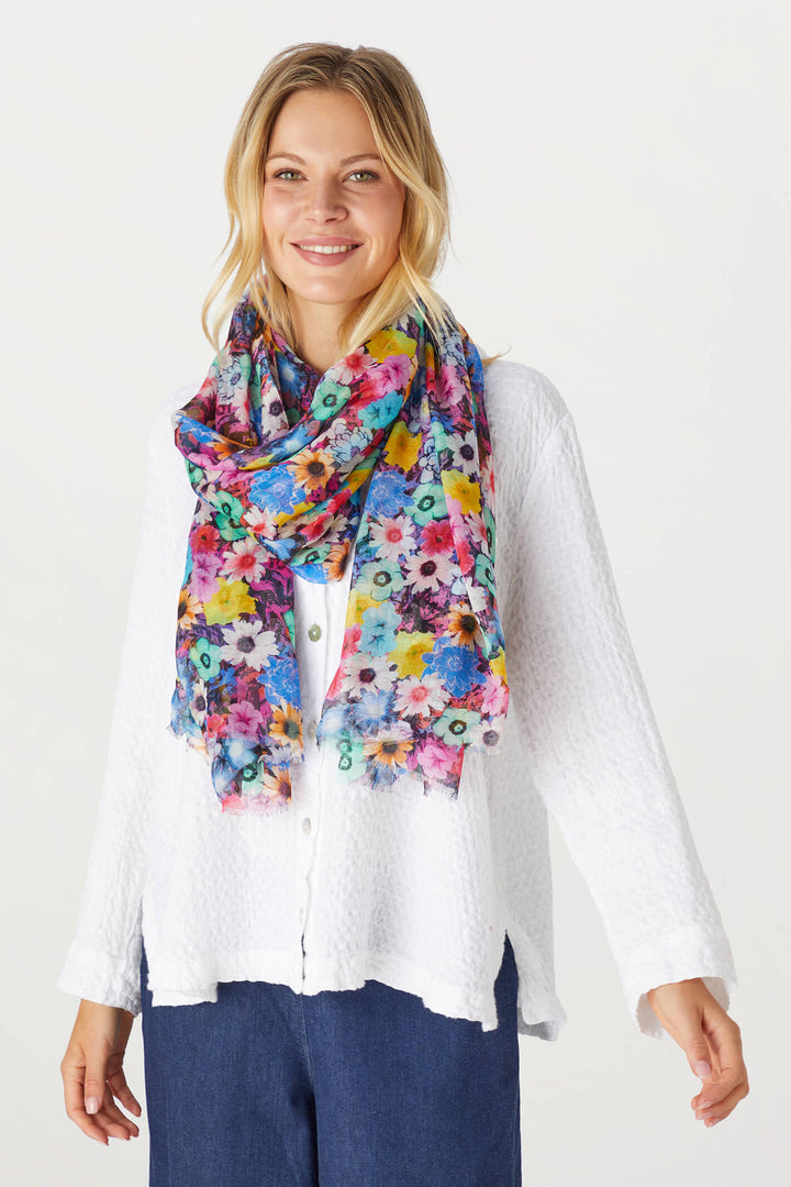 Sahara AHA5304-SBB Multi Summer Bloom Blend Scarf - Shirley Allum Boutique