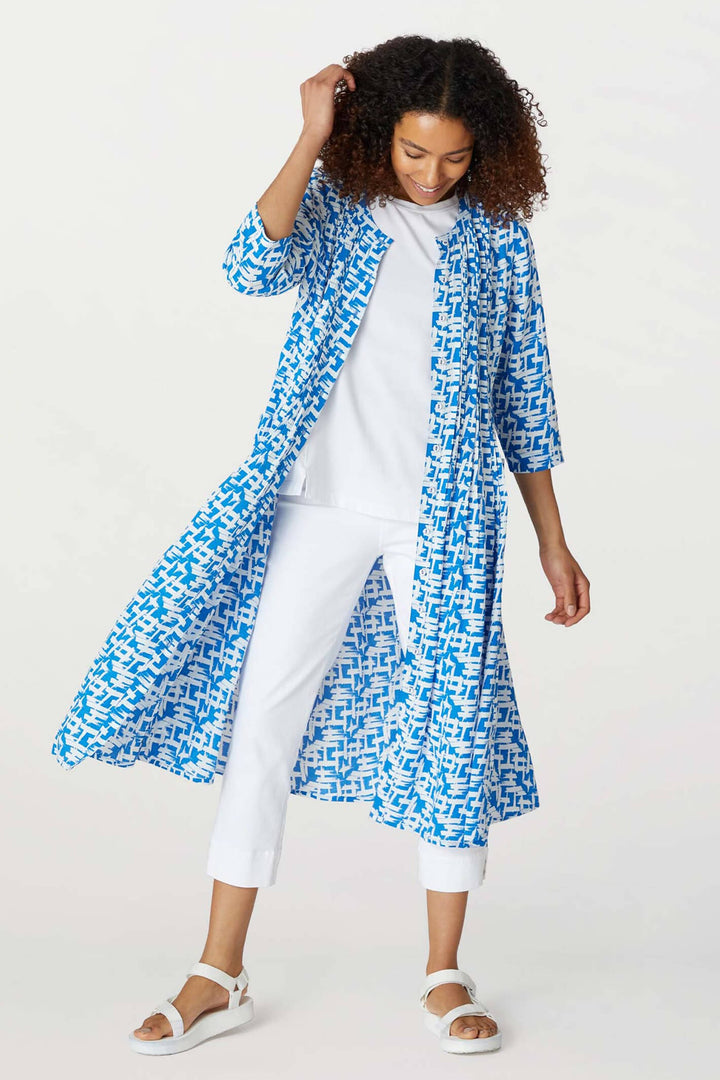 Sahara GRD4153 CSP Calligraphy Print Delphi White Pleat Dress - Shirley Allum Boutique