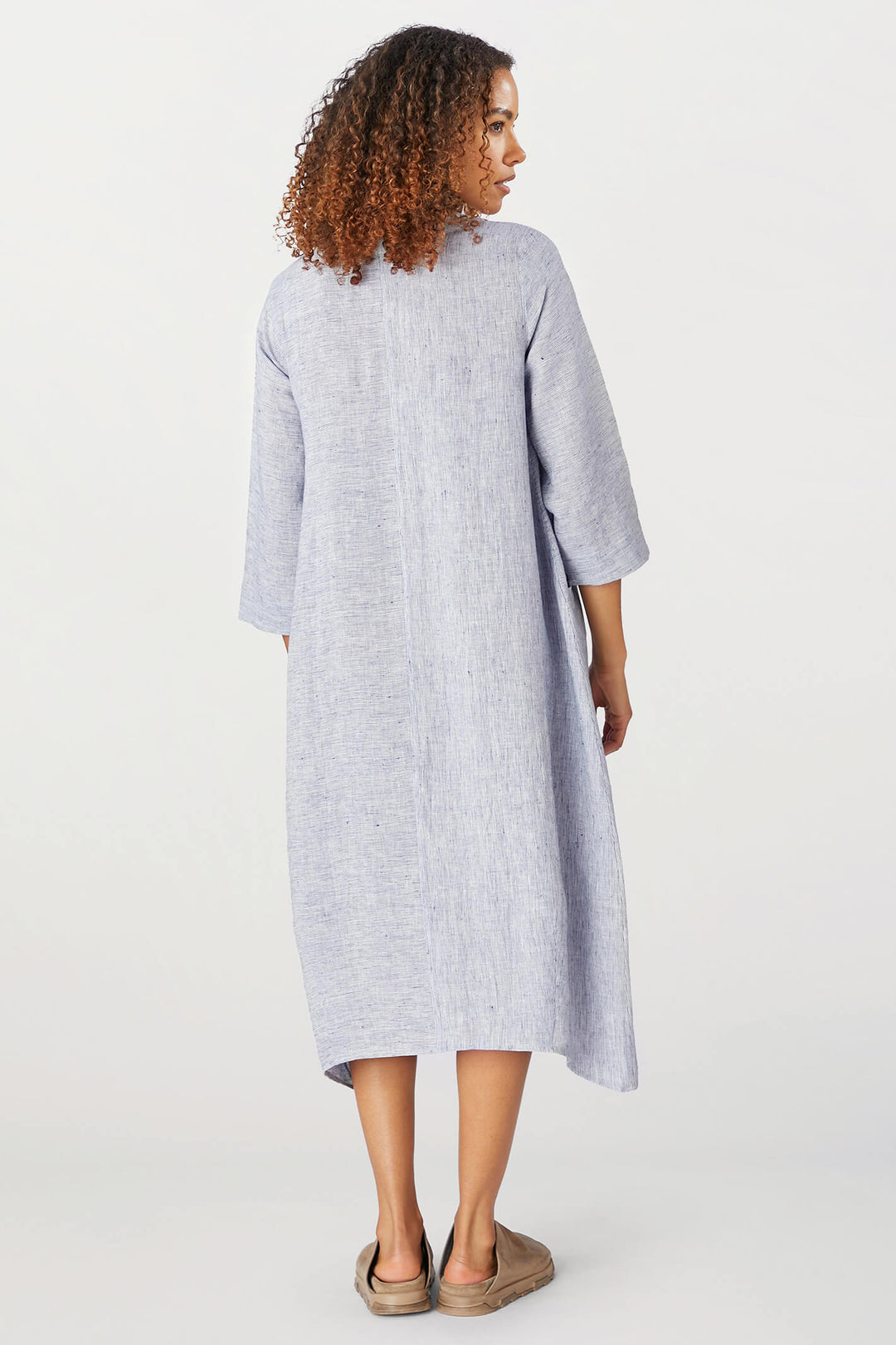Sahara GRD5148-LTS Linen Ticking Blue Stripe Dress - Shirley Allum Boutique