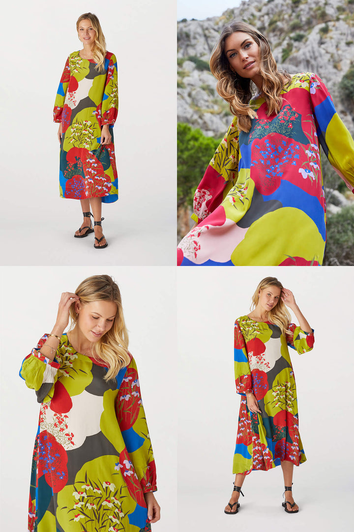 Sahara GRD5161-ZG Multi Zen Garden Print Dress - Shirley Allum Boutique