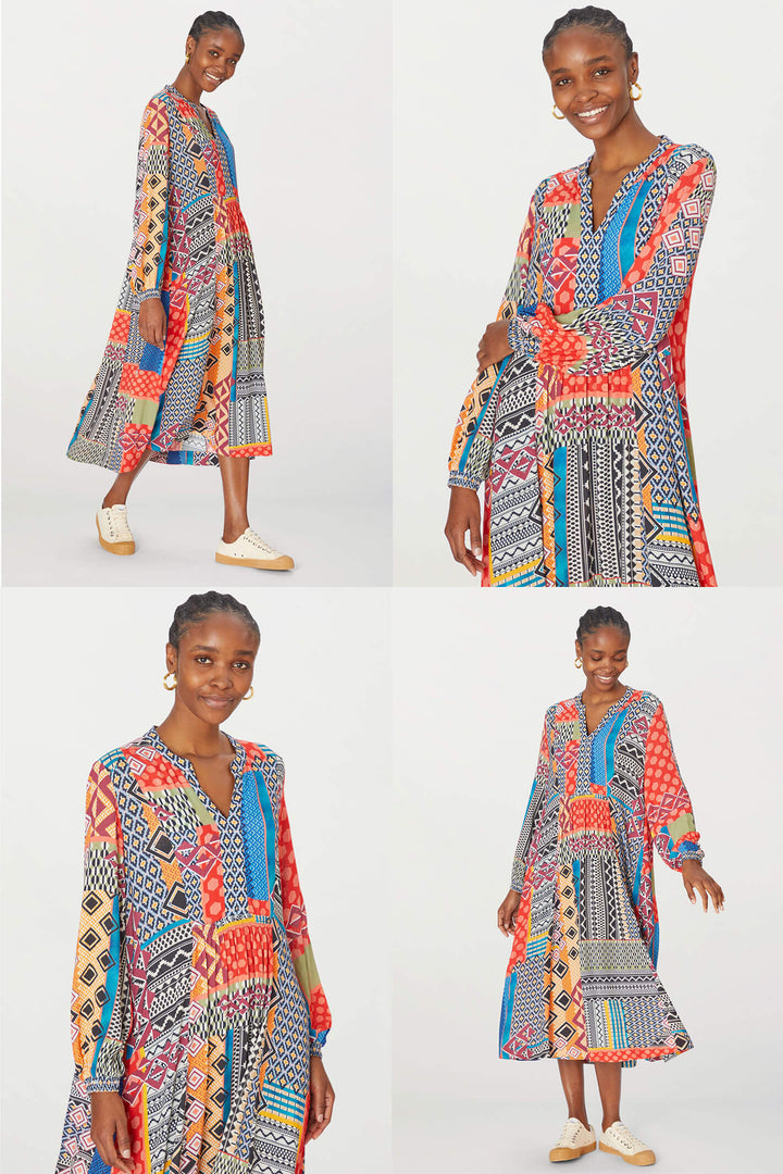 Sahara GRD5198-EPP Eclectic Multi Print Patchwork Dress - Shirley Allum Boutique