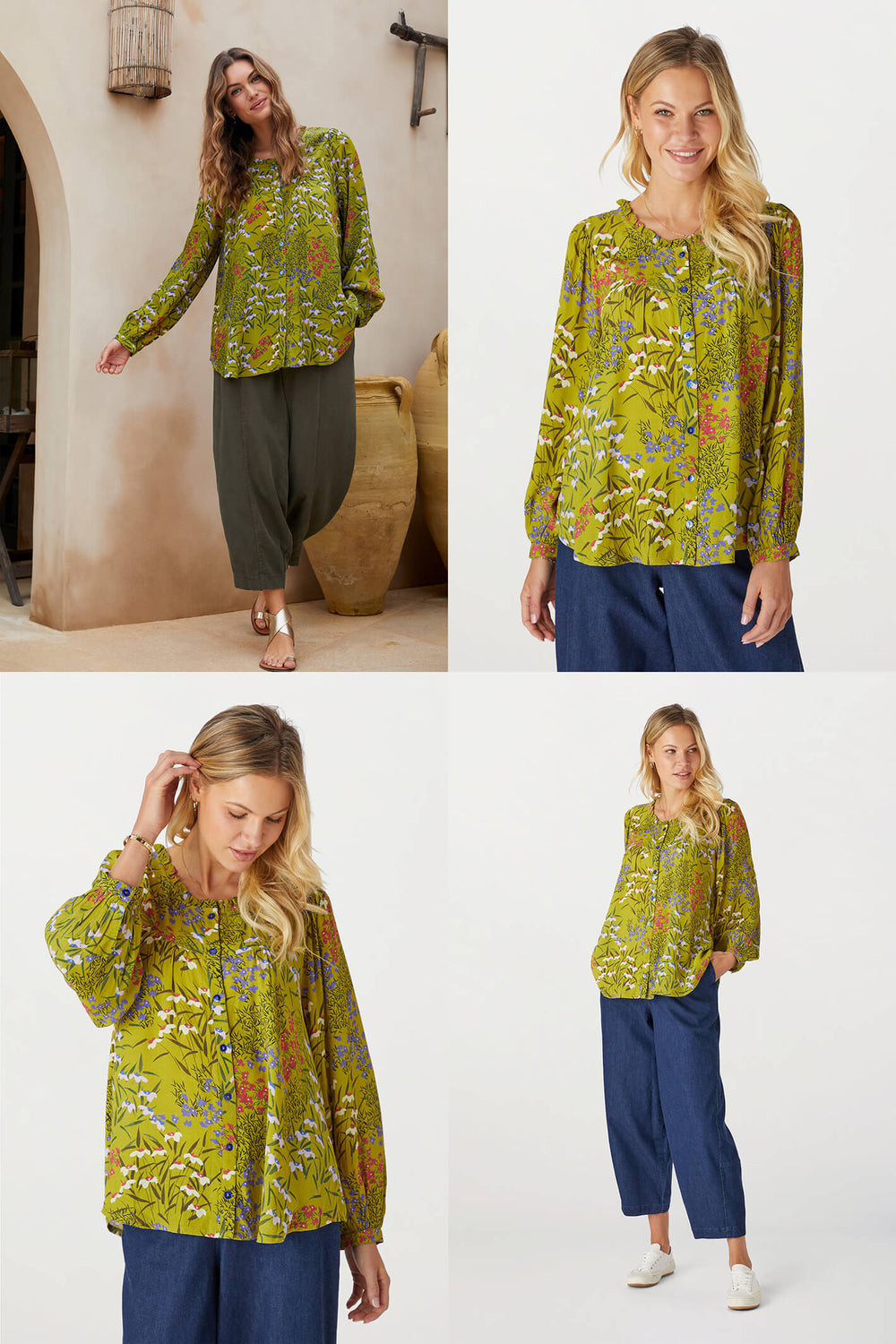 Sahara GRT5141-TRG Green Tranquil Garden Print Shirt - Shirley Allum Boutique