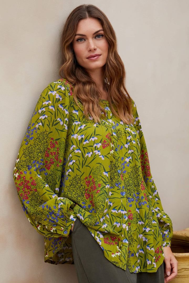 Sahara GRT5141-TRG Green Tranquil Garden Print Shirt - Shirley Allum Boutique