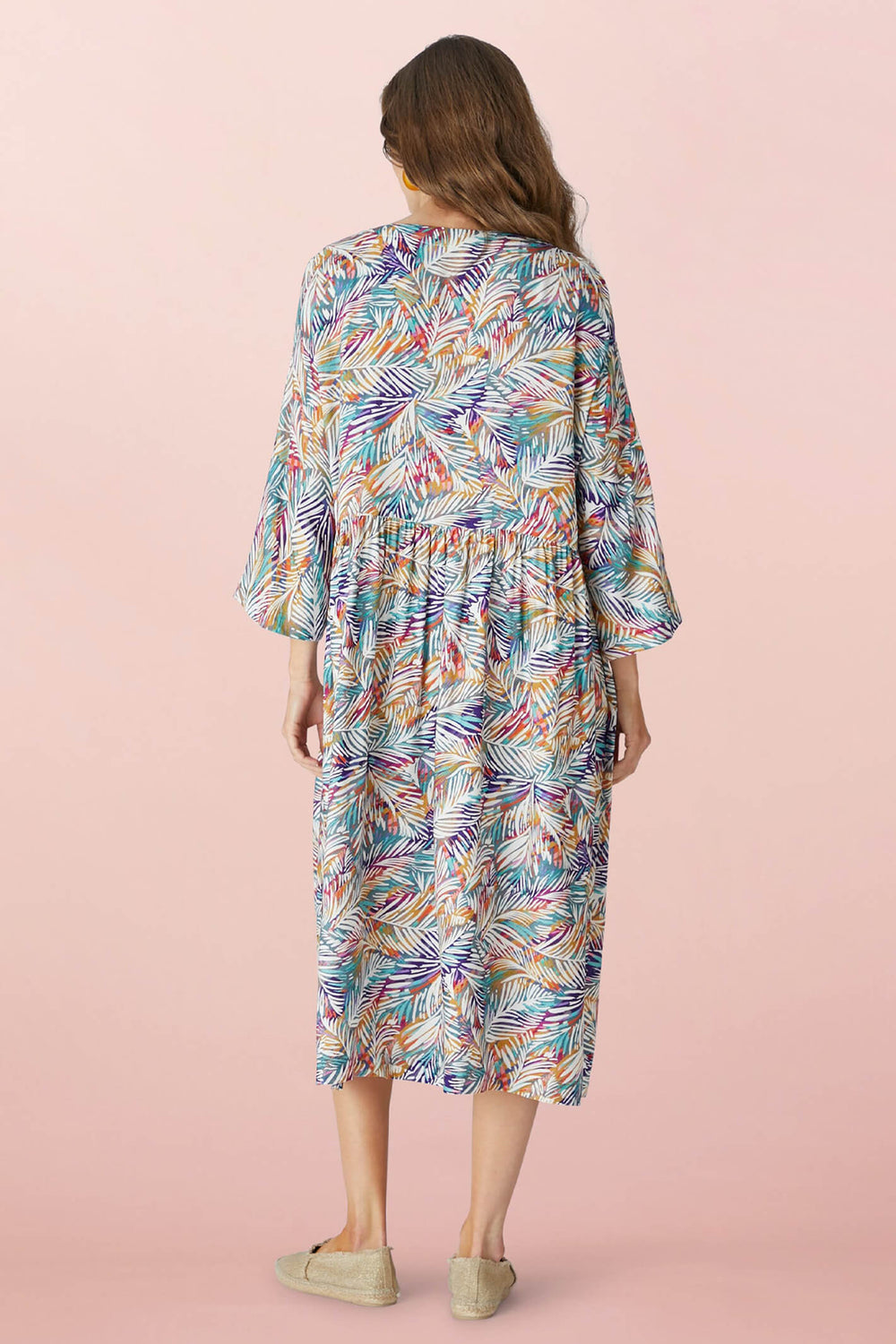 Sahara GTD4325 NLP Feathery Fern Print Multicoloured Easy Dress - Shir;ley Allum Boutique
