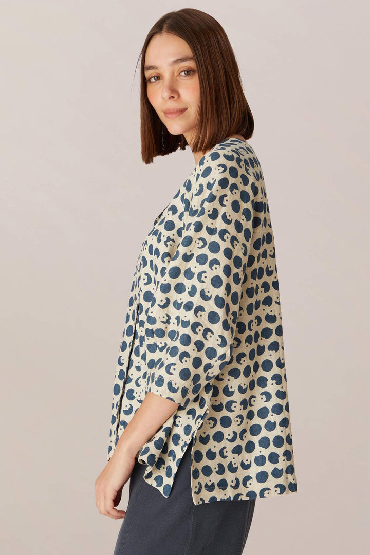 Sahara GTT4769 FOS Spot Flower Stone/Soft Pine Linen Shirt - Shilrey Allum Boutique