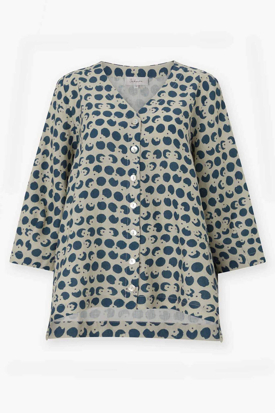 Sahara GTT4769 FOS Spot Flower Stone/Soft Pine Linen Shirt - Shilrey Allum Boutique