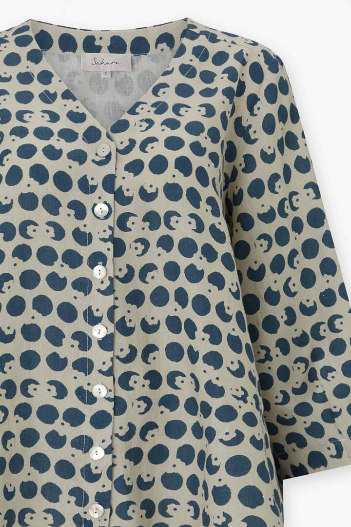 Sahara GTT4769 FOS Spot Flower Stone/Soft Pine Linen Shirt - Shilrey Allum Boutique