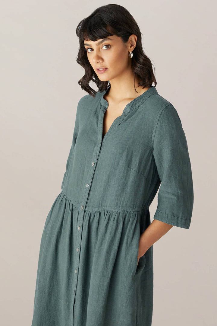 Sahara LAD4227 OL Organza Soft Pine Linen Shirt Dress - Shirley Allum Boutique
