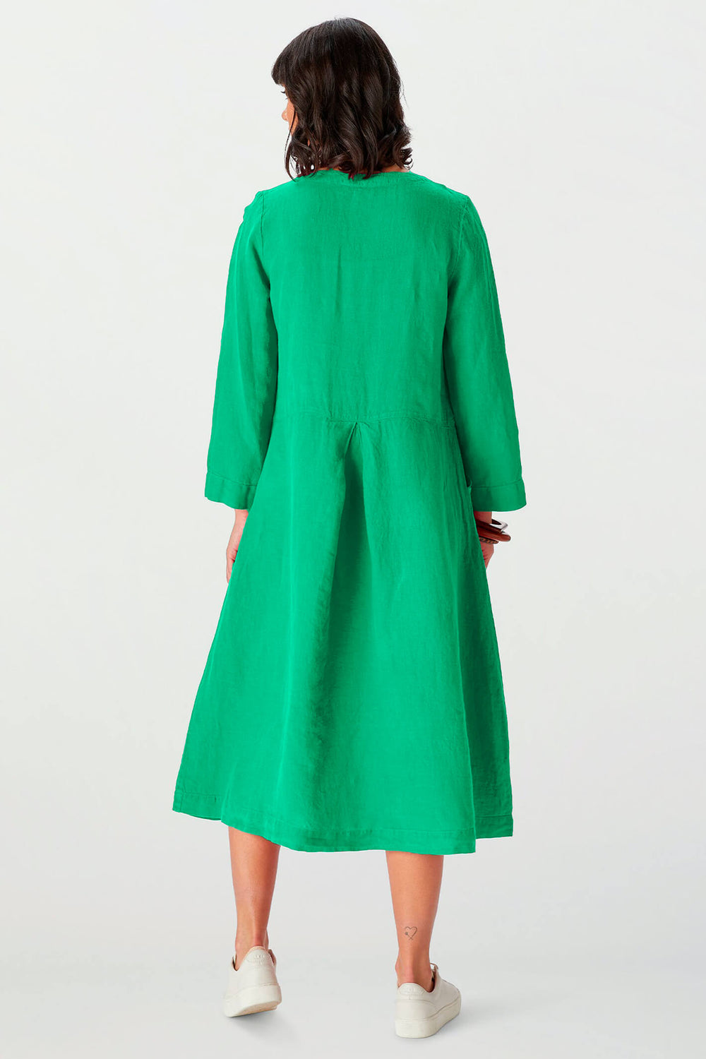 Sahara LAD4636 FWL Vivid Green Linen Pocket Dress - Shirley Allum Boutique