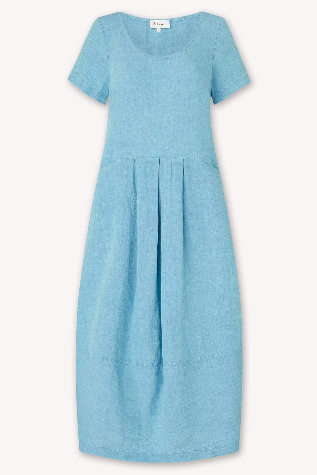 Sahara LAD5300-NCD Sky Blue Cross Dye Linen Bubble Dress - Shirley Allum Boutique