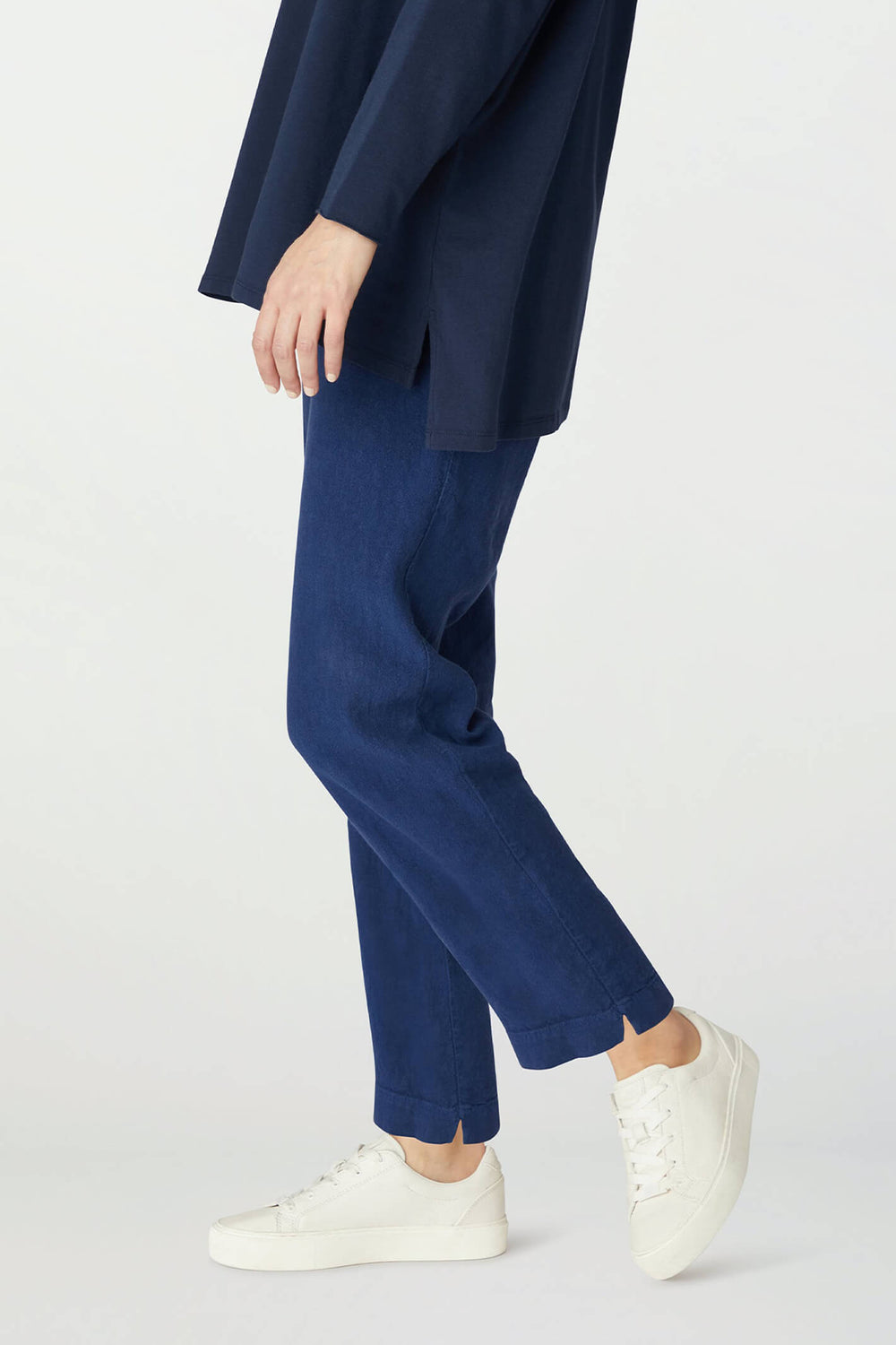 Sahara LAP3665A HTL Midnight Blue Textured Linen Slim Trouser - Shirley Allum Boutique